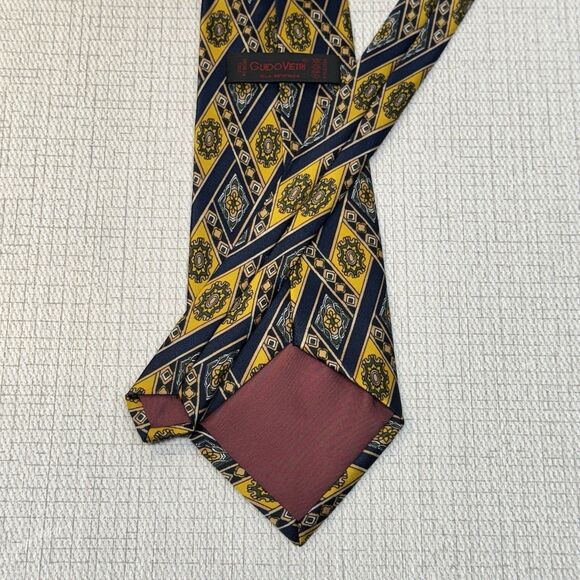 Guido Vietri Blue Gold Diamond Geometric Polyester Tie - Picture 2 of 5